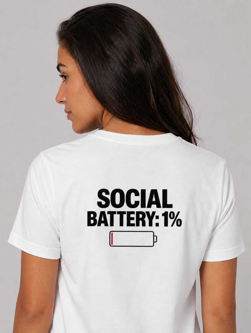Social Battery 1% - studio half body back detail