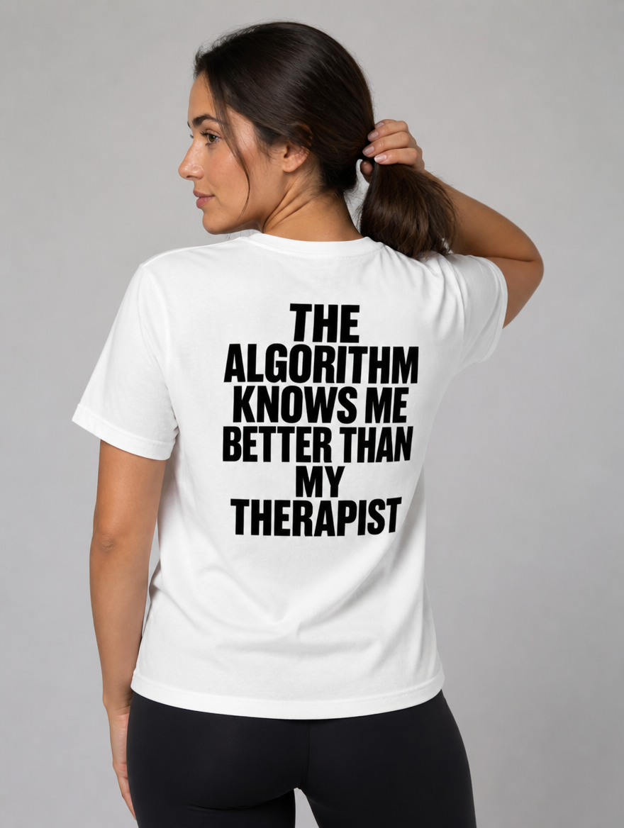 The Algorithm Knows Me Better Than My Therapist t-shirt - studio shot